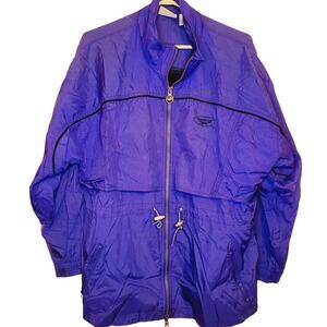 Vintage Reebok mens blue full zip embroidered logo windbreaker jacket size med
